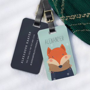 Étiquette À Bagage Tag de sac personnalisé Renard d'hiver   Mention