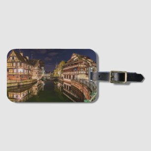 Étiquette À Bagage Tag France Photo Nuit Strasbourg