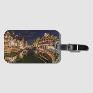 Étiquette À Bagage Tag France Photo Nuit Strasbourg