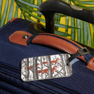 Étiquette À Bagage Tag Gris Personnaliser le bagage forestier de Fox 