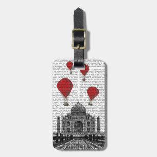 Étiquette À Bagage Taj Mahal et Red Hot Air Balloons