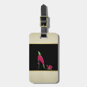Étiquette À Bagage Talons Fleuris Élégants Modernes pour Femme, Noir,