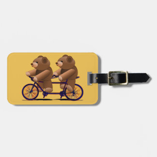 Étiquette À Bagage Tandem de bicyclette, copie d'ours de nounours