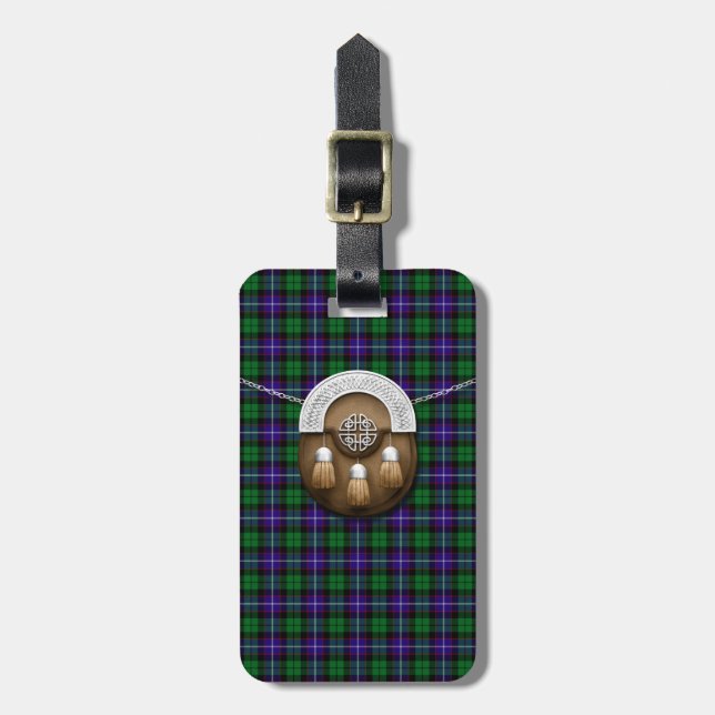 Étiquette À Bagage Tartan et escarcelle de Mitchell de clan (Devant Vertical)