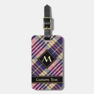 Étiquette À Bagage Tartan mauve, or et bleu