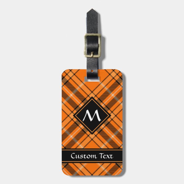 Étiquette À Bagage Tartan orange d'Halloween (Devant Vertical)