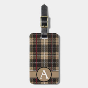 Étiquette À Bagage Tartan rouge noir et tan tressé Personnaliser