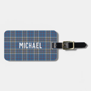 Étiquette À Bagage Tartan Thompson Clan Bleu Gris Carreaux Personnali