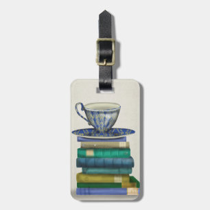 Étiquette À Bagage Tasse de thé et livres 2