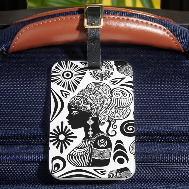 Étiquette À Bagage Tatouage Tribal Portrait de Fille Africaine (Insitu Rectoal 2)