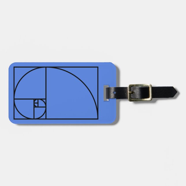 Étiquette À Bagage Taux d'or de Fibonacci - art mathématique unique (Devant horizontal)