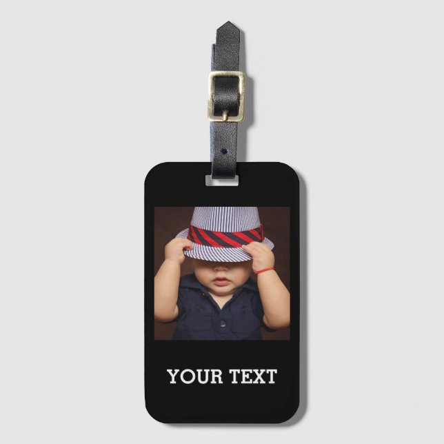 Étiquette À Bagage Télécharger votre texte photo (Devant Vertical)
