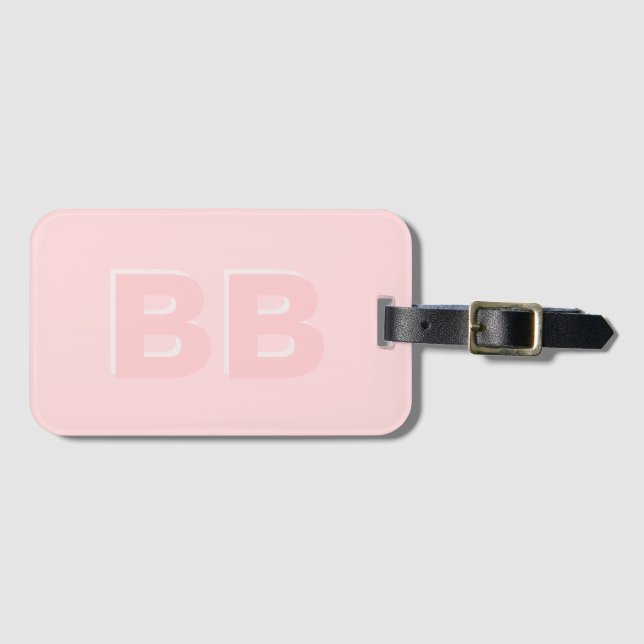 Étiquette À Bagage Tendance Fille Blush rose moderne Monogramme initi (Devant Horizontal)