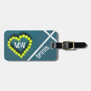 Étiquette À Bagage Tennis coeur amour personnalisé