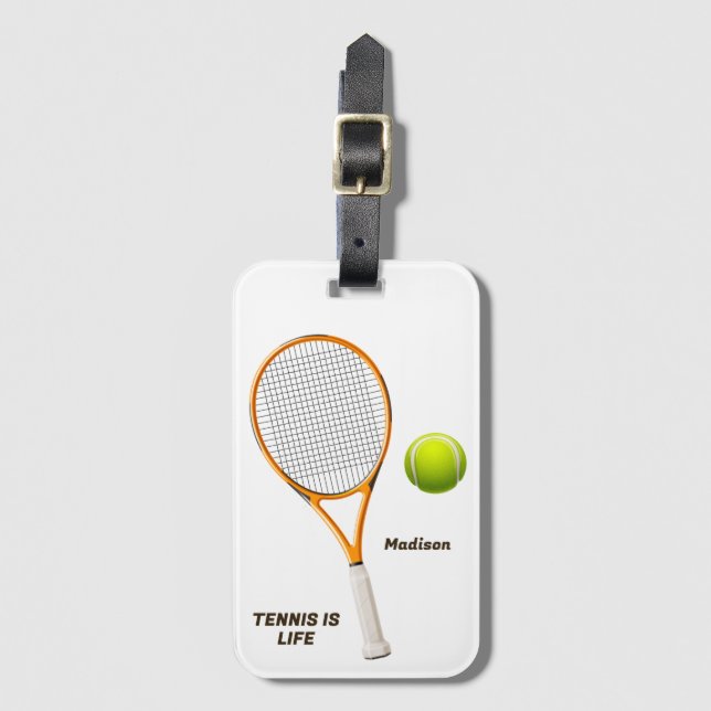 Étiquette À Bagage Tennis de nom et de texte personnalisés (Devant Vertical)