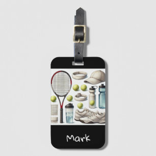 Étiquette À Bagage Tennis thématique avec le nom Bagage Tag