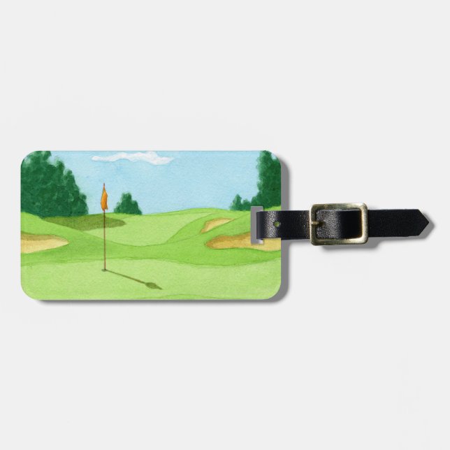 Étiquette À Bagage Terrain de golf personnalisé Geen (Devant horizontal)