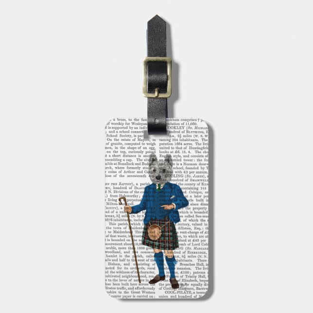 Étiquette À Bagage Terrier de West Highland en Kilt 3 (Devant Vertical)