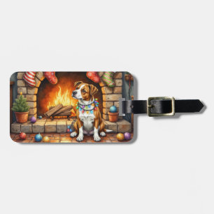 Étiquette À Bagage Terrier Staffordshire américain Lumières de Noël