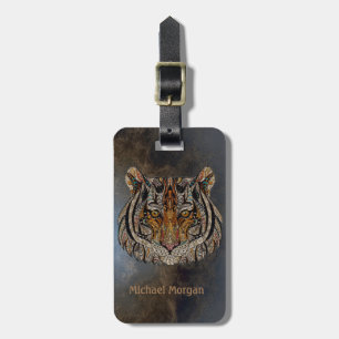 Étiquette À Bagage Tête de tigre aspect cuir - Personnalisé