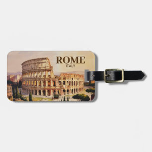 Étiquette À Bagage Texte personnalisé Rome Italie Colisée Aquarelle R