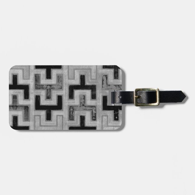 Étiquette À Bagage Textile de boue africain avec Motifs géométriques (Devant horizontal)