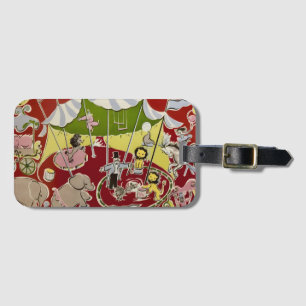 Étiquette À Bagage Thème de la piste d'animaux de cirque rétro vintag