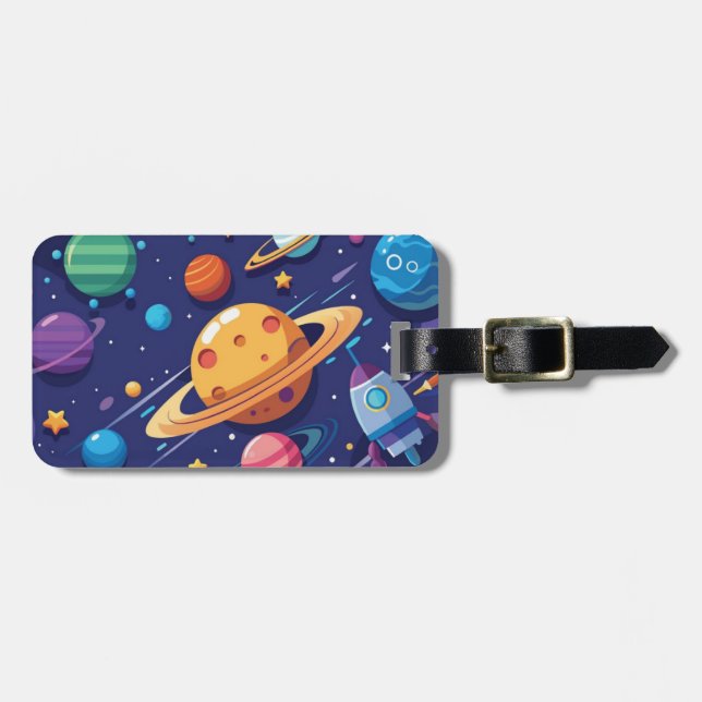 Étiquette À Bagage Thème de l'espace et des planètes (Devant horizontal)