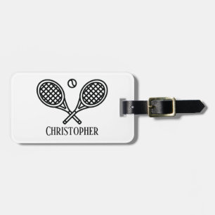 Étiquette À Bagage Thème de tennis Nom Monogramme