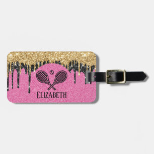 Étiquette À Bagage Thème de tennis Pink Parties scintillant Sparkle N