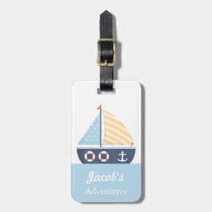 Étiquette À Bagage Thème Nautique Bateau à Voile Élégant Pour Garçons