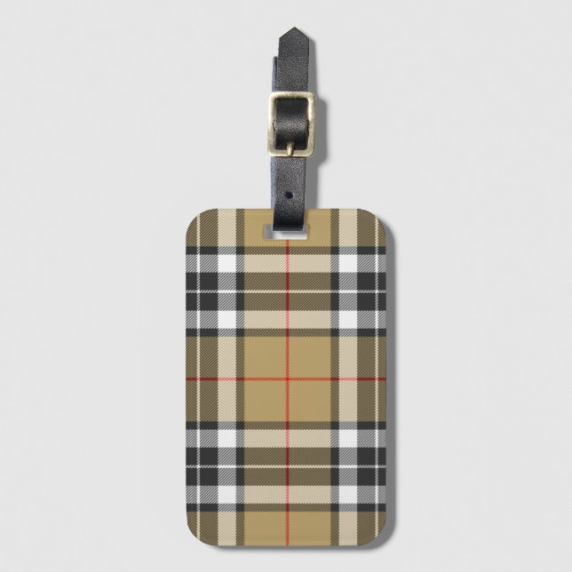 Étiquette À Bagage Thomson Camel Tartan Plaid Family Mode Motif (Devant Vertical)