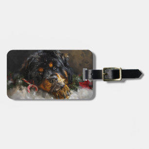 Étiquette À Bagage Tibétain Mastiff Chien Noël Fête