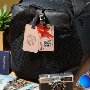 Étiquette À Bagage Tiger Lily Photo Business QR Code Modèle