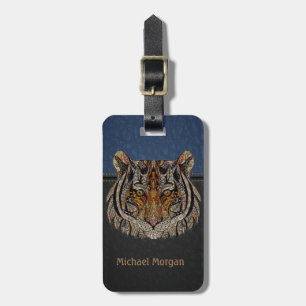 Étiquette À Bagage Tiger Tiger Leaer Look Bleu, Noir