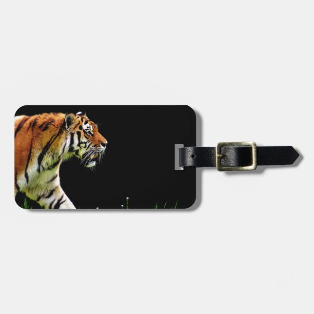Étiquette À Bagage Tigre approchant - Oeuvres d'art d'animaux sauvage (Devant horizontal)