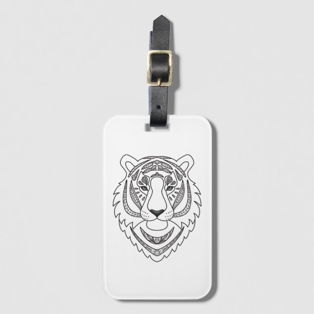 Étiquette À Bagage Tigre blanc inspiré (Devant Vertical)
