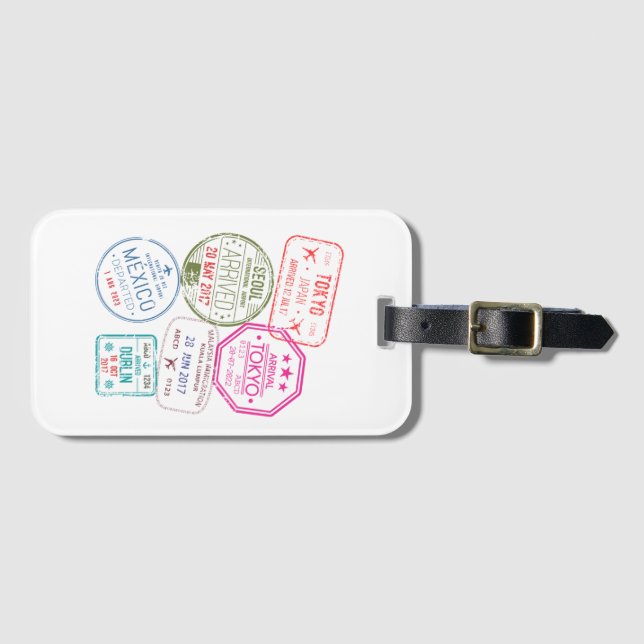 Étiquette À Bagage Timbres de passeport (Devant Horizontal)