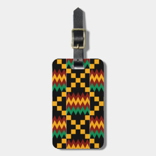 Étiquette À Bagage Tissu jaune, vert, rouge, noir de Kente
