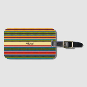 Étiquette À Bagage Tissu psychédélique motif mexicain, personnalisabl