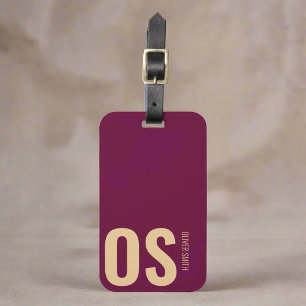 Étiquette À Bagage Titre original en gras Monogramme Bourgogne