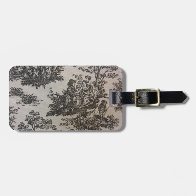 Étiquette À Bagage Toile dans noir et le blanc (Devant horizontal)