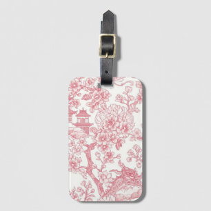 Étiquette À Bagage Toile de chinoiserie rose dragon fleur de cerisier