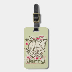 Étiquette À Bagage Tom et Jerry Rose et Vert