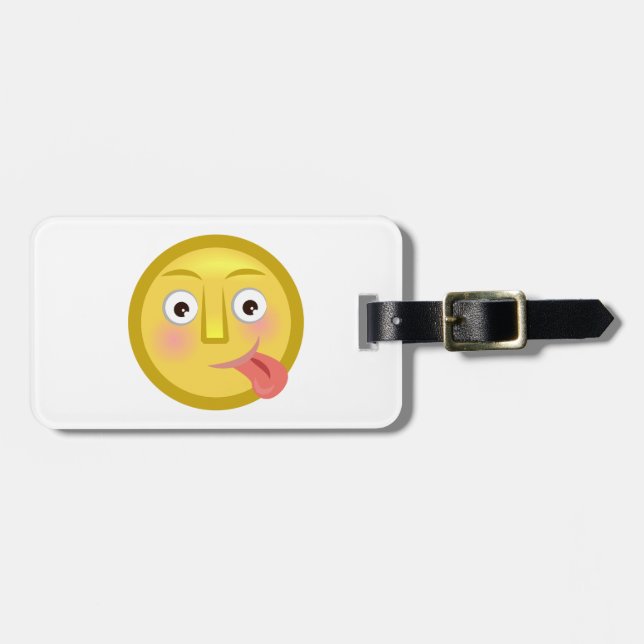 Étiquette À Bagage Tongue Out Emoji Funny Goofy Face (Devant horizontal)