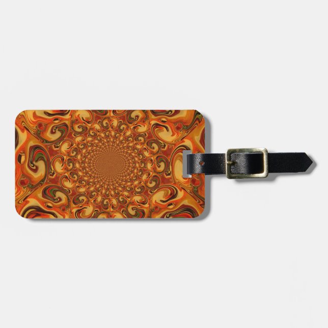 Étiquette À Bagage Tons Abstraits orange, marron et vert (Devant horizontal)