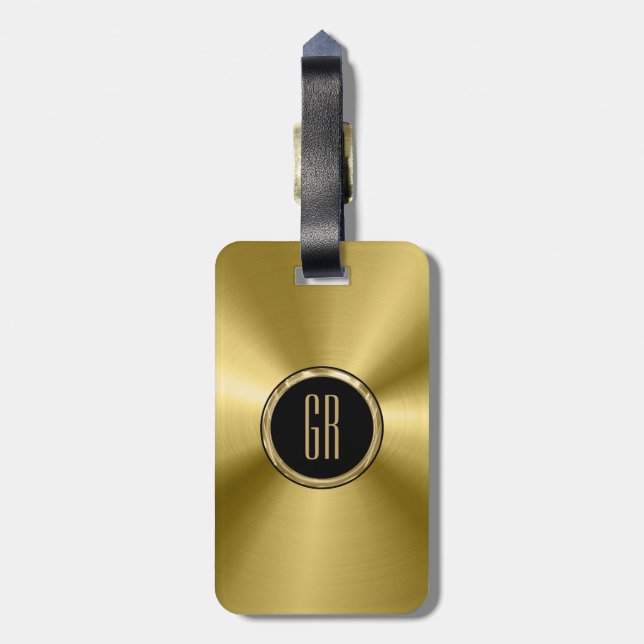 Étiquette À Bagage Tons d'or métallique Look en acier inoxydable (Dos Vertical)