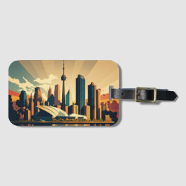 Étiquette À Bagage Toronto Ontario Vintage Sunset Cityscape