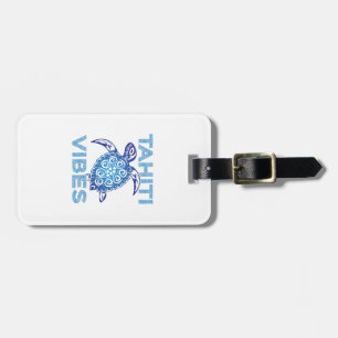Étiquette À Bagage Tortue de mer tribale bleue polynésienne vibes de