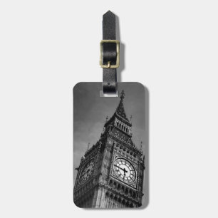 Étiquette À Bagage Tour d'horloge Big Ben noir et blanc